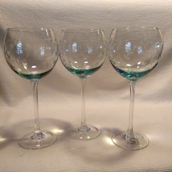 3 Lenox Heather Blue Balloon Crystal Wine Glasses - Picture 9 of 15
